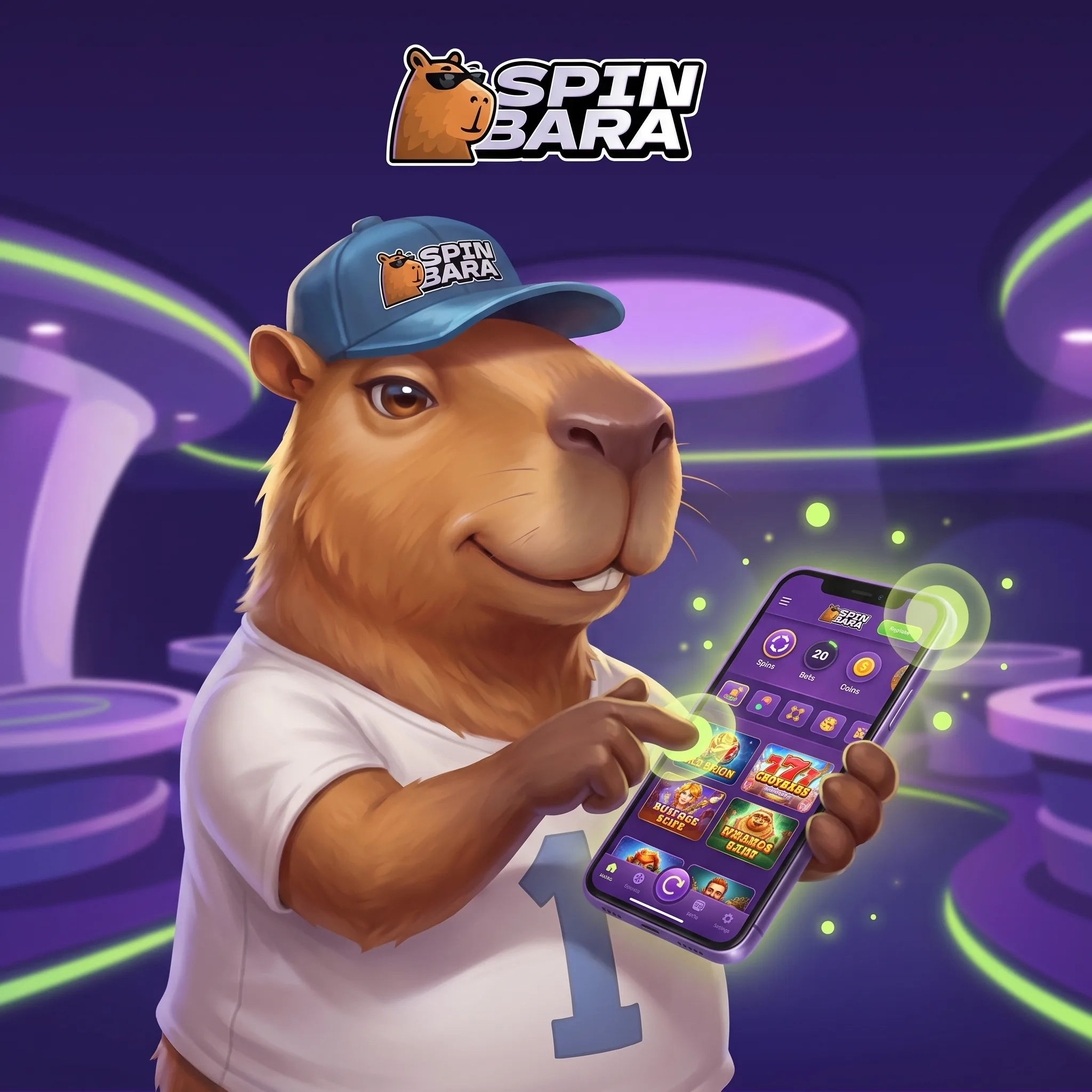 La mascotte Spinbara utilise le casino sur téléphone